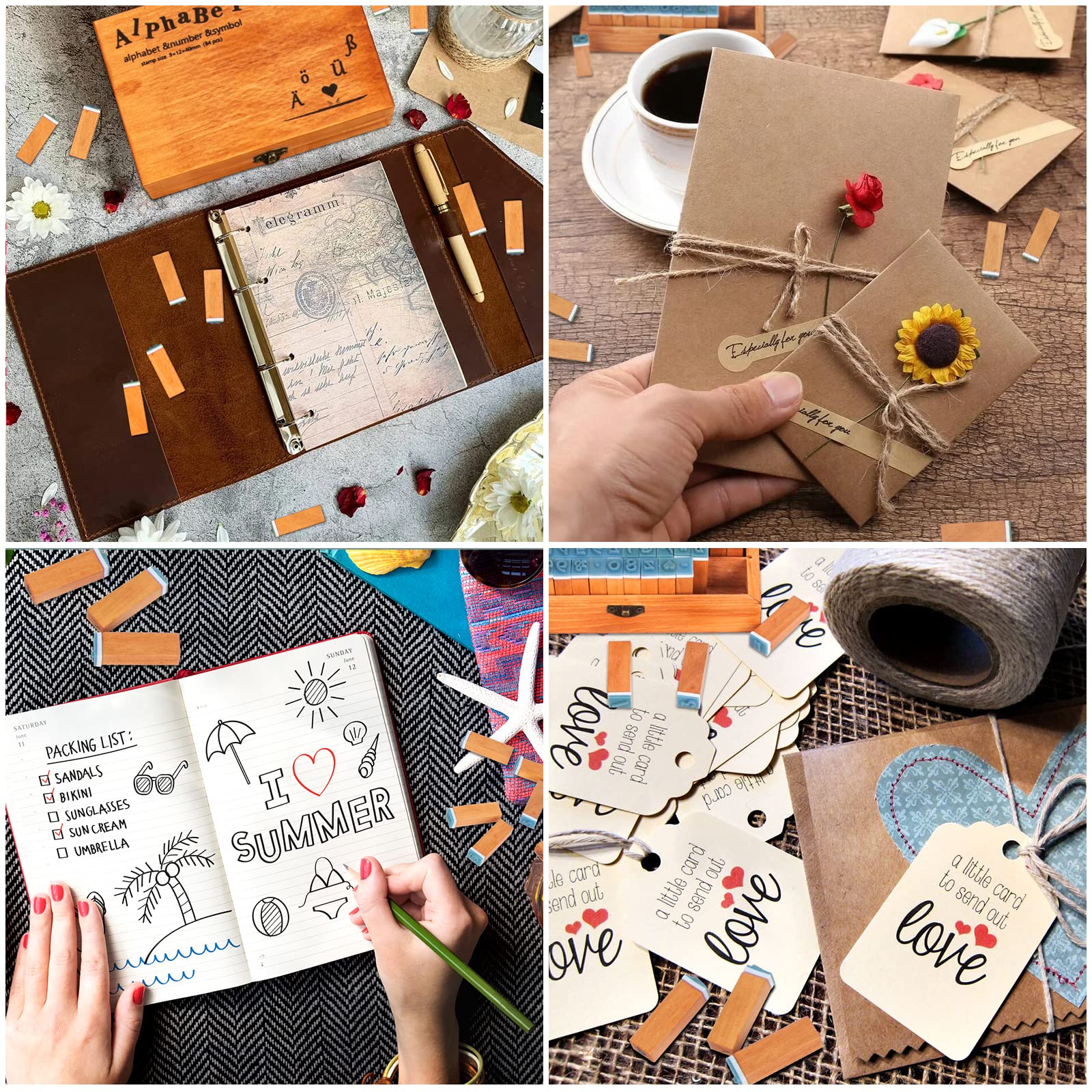 Zestaw pieczątek z alfabetem, 84 sztuki pieczątek z literami alfabetu, drewniany niemiecki zestaw pieczątek, vintage pieczątek z literami alfabetu z pudełkiem do przechowywania, litery liczby symbole