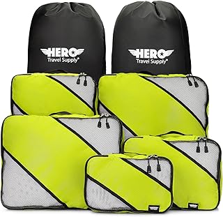 Hero Travel Supply HERO Packing Cubes for Travel (Set of 5) Luggage Organizer with 2 Laundry Bags, Versatile Suitcase Organizer for Men & Women – Travel Accessories for Carry On, Airplane, Road Trip