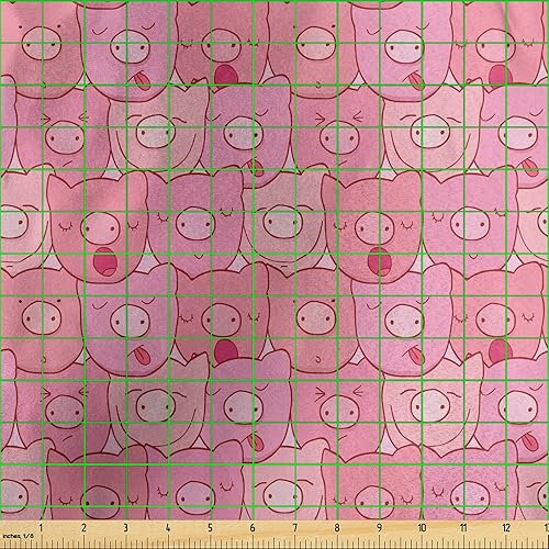 Miniatura 574 de Lunarable - Tela para amantes de perros de The Yard, patrón divertido de animales de dibujos animados en posiciones caprichosas estirando y Beige y