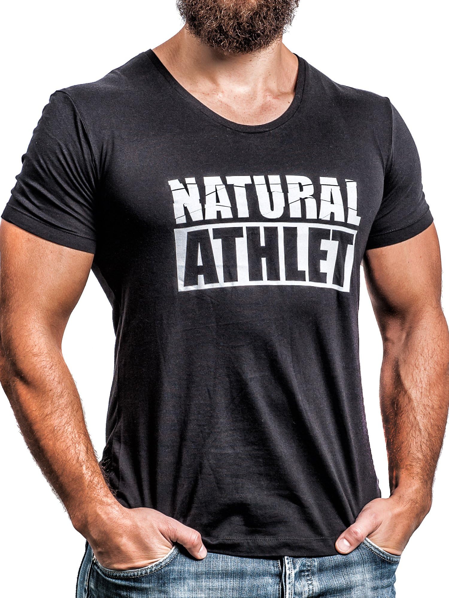 NATURAL ATHLET® T-Shirt Flavio Simonetti Man 100% Baumwolle Schwarz