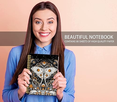 Miniatura 7 de Knibeo Tuqu Crow On A Skull - Cuaderno gótico medieval con diseño de recuerdo mori macabro, tapa dura, con espiral, 5.5 x 8.3 pulgadas, cuaderno de