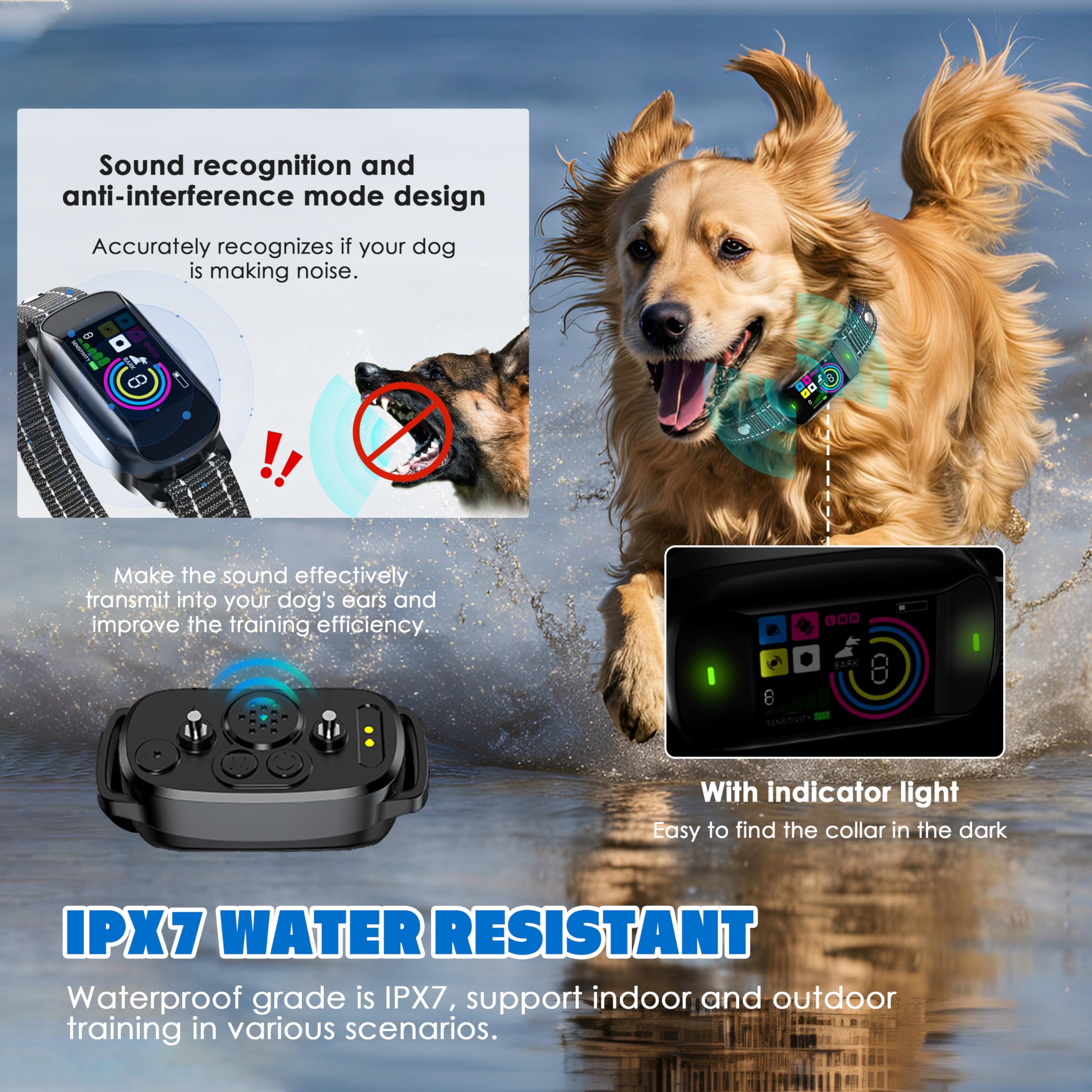 Anti Bark Collars for Dogs, Rechargeable Dog Barking Collar, Humane No Shock Dog Training Collar with Vibration & Sound - Image 4