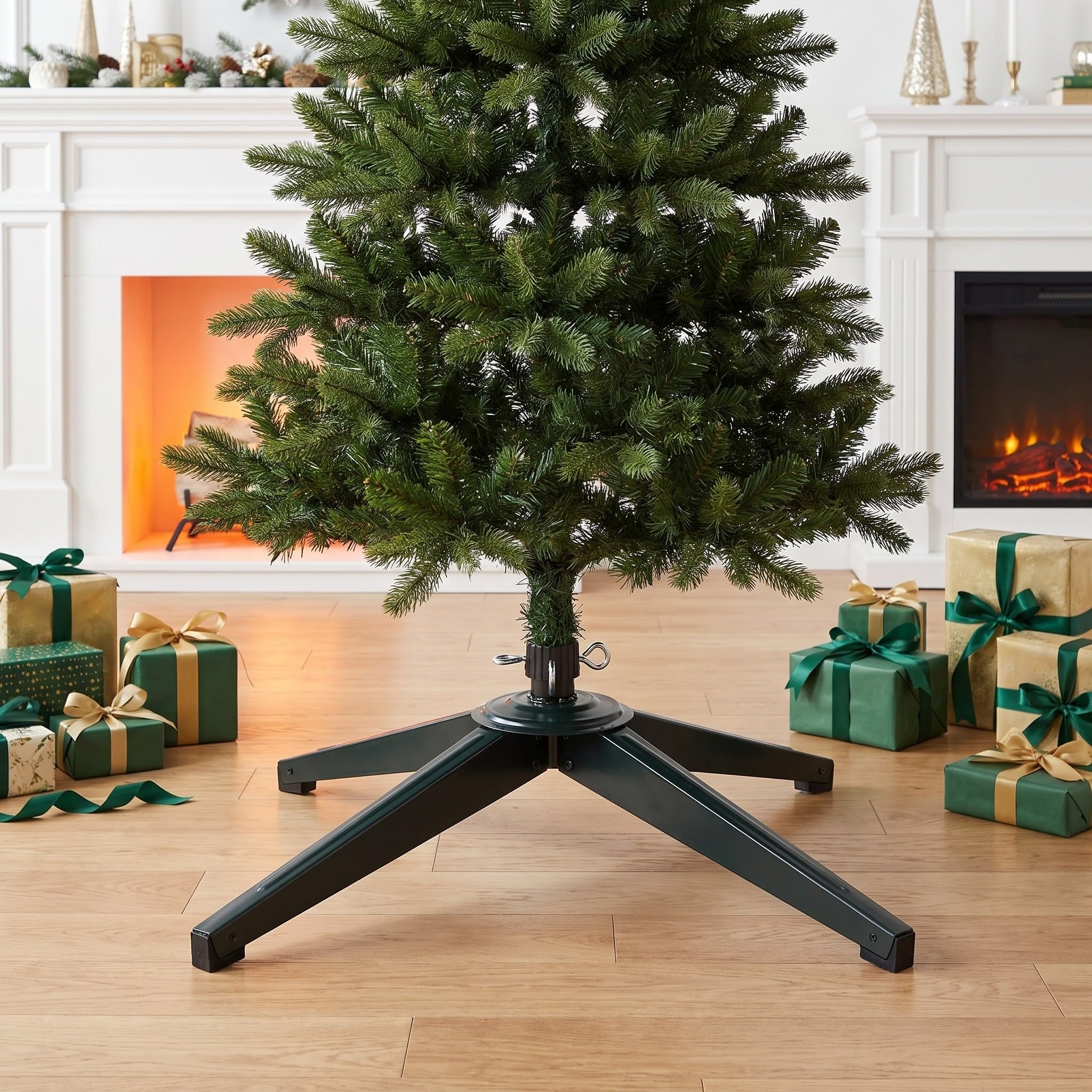 OUNONA Soporte metálico para árbol de Navidad, Base de Repuesto de 63,5 cm (25 Pulgadas), Base Plegable para árbol de Navidad Artificial o Planta Falsa, Compatible con Postes de 3,2 cm (1,26