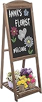 Vista 1 de MyGift Letrero rústico de madera marrón con marco en A de 4 pies con estante de exhibición, tablero de notas de caballete borrable