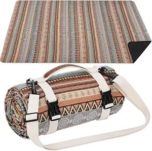 G GOOD GAIN Picnic Blanket Waterproof Outdoor Machine Washable, Brown