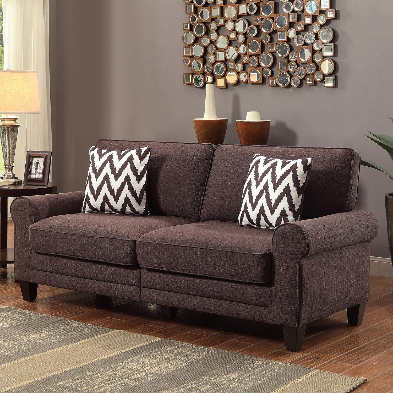 Serta RTA Copenhagen Collection 73" Sofa in Ironwood Brown,