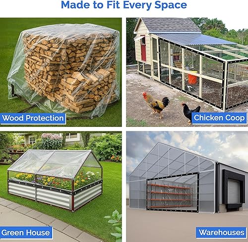 Miniatura 5 de Covers & all Lona Transparente de Servicio Pesado Impermeable, Lona Transparente de 20 mil con Ojales, Lona para Exteriores para Cubiertas de Patio
