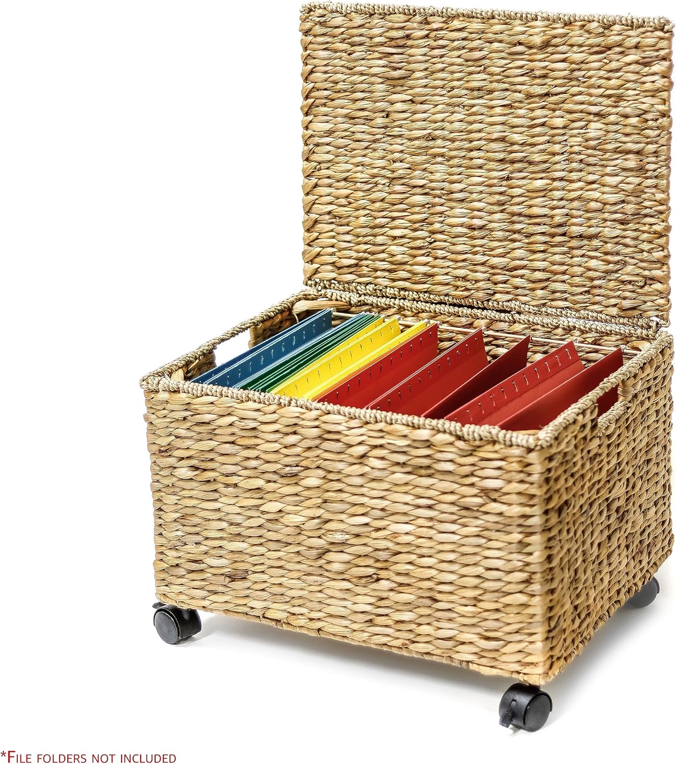 Trademark Innovations Rolling File Box Wicker File Cabinet Hanging File Baskets Water Hyacinth Storage Basket