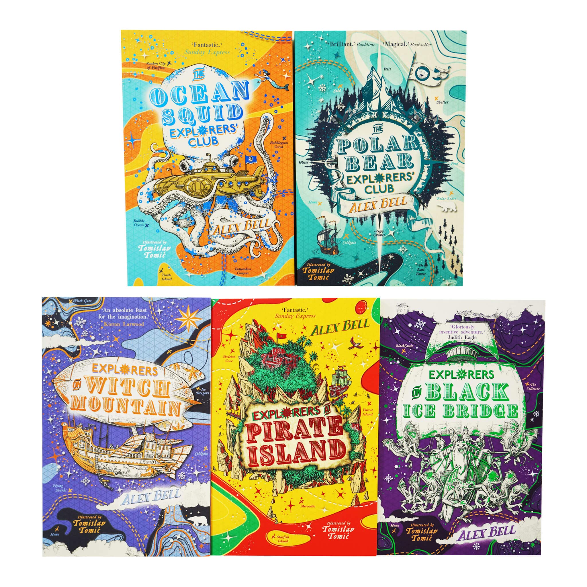 The Polar Bear Explorers Club 5 Books Collection Set by Alex Bell (Polar Bear Explorers Club, Explorers on Witch Mountain, Explorers on Black Ice Bridge, Ocean Squid Explorers Club & MORE)
