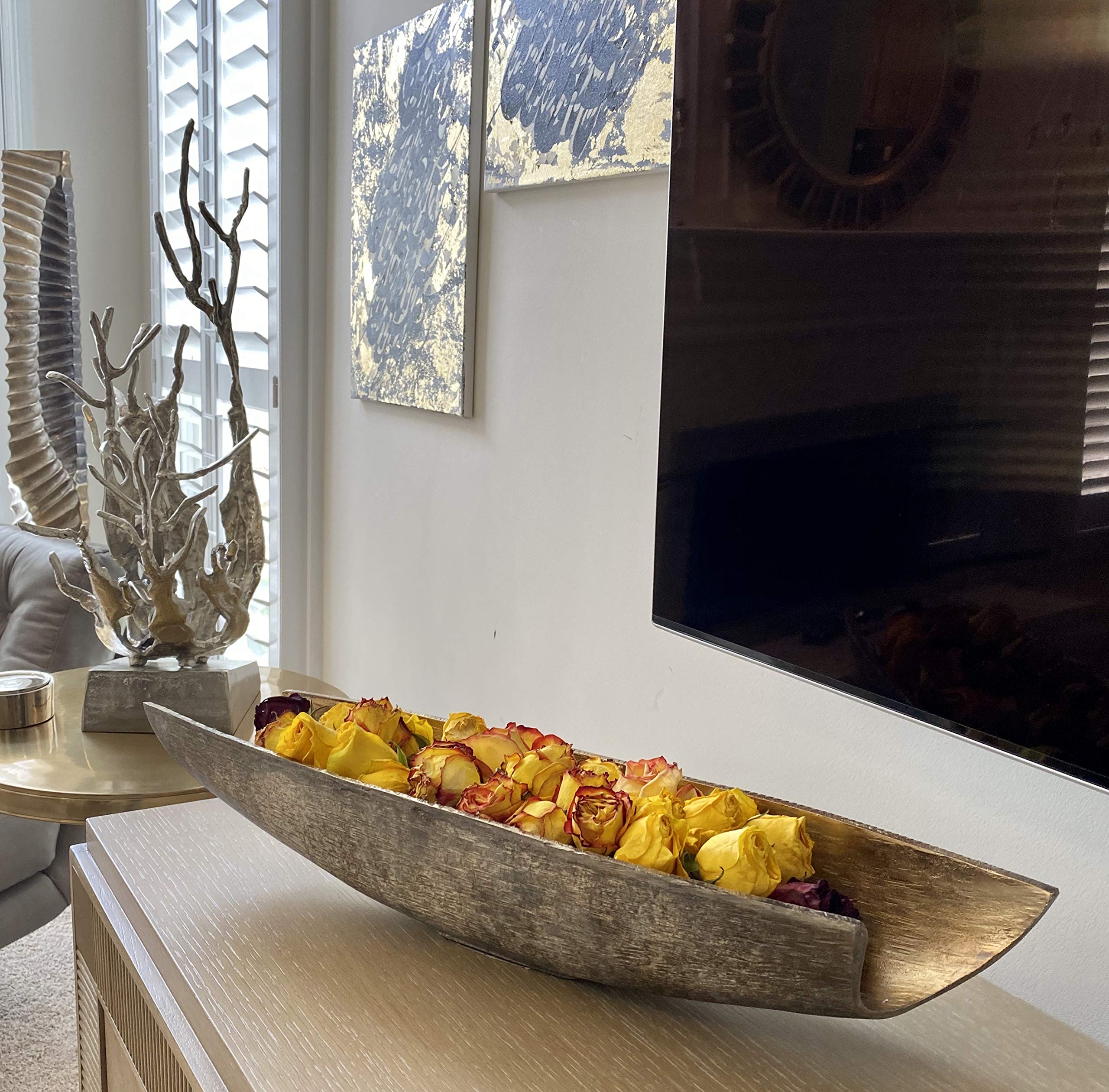 Dusto Decorative Aluminum Serving Platter for dining (DH4025)| Christmas serving platter | Serving ware home decor | Dining platter for parties | Boat Tray platter | Food platter tray.