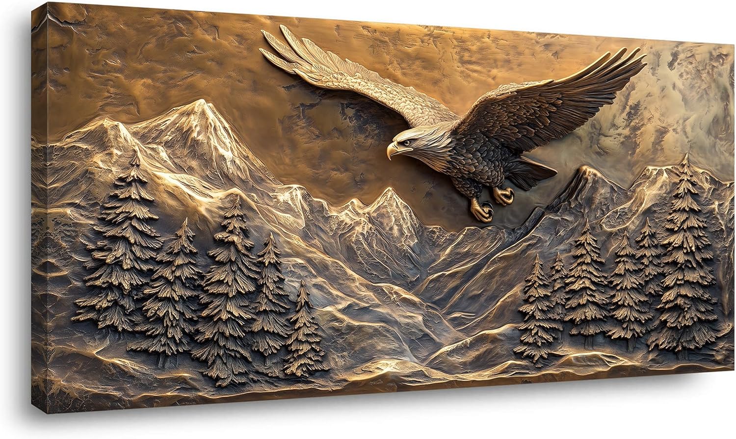 Brown Retro Country Eagle Wall Art for Bedroom Canvas Painting Prints Rustic Mountain Sky Vintage Art Deco Modern Artwork Office Farmhouse Decor