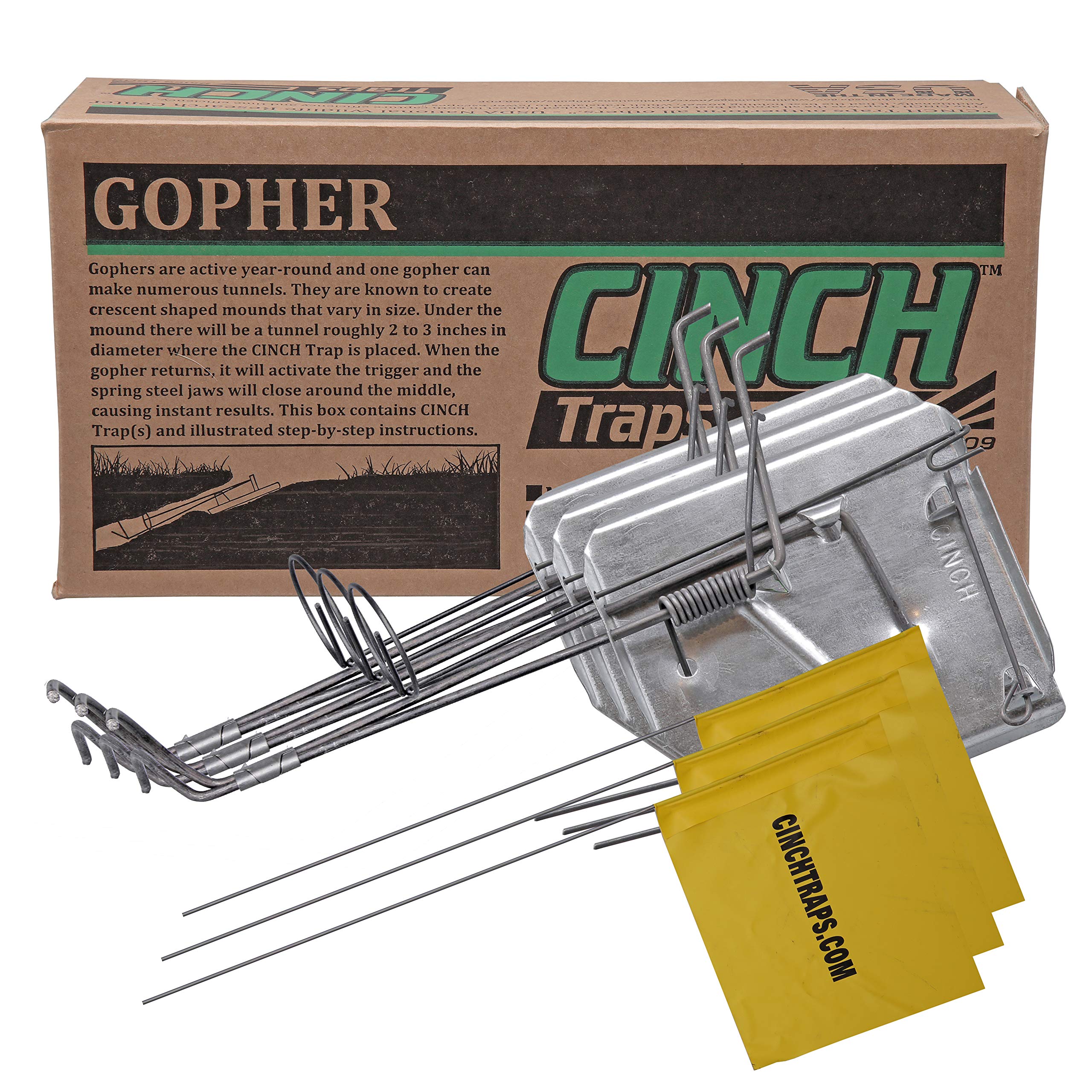 Buy Cinch Gopher Trap with Tunnel Marking , Heavy Duty Reusable Rodent