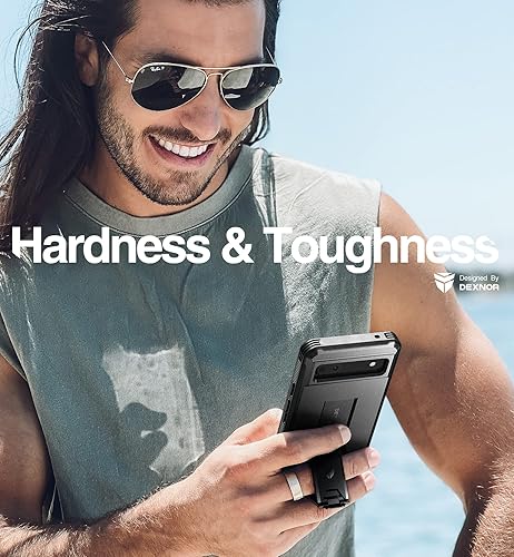 Miniatura 5 de Dexnor Funda de cuerpo completo para Google Pixel 6A, protector de pantalla y soporte integrados resistente protección de grado militar a prueba de
