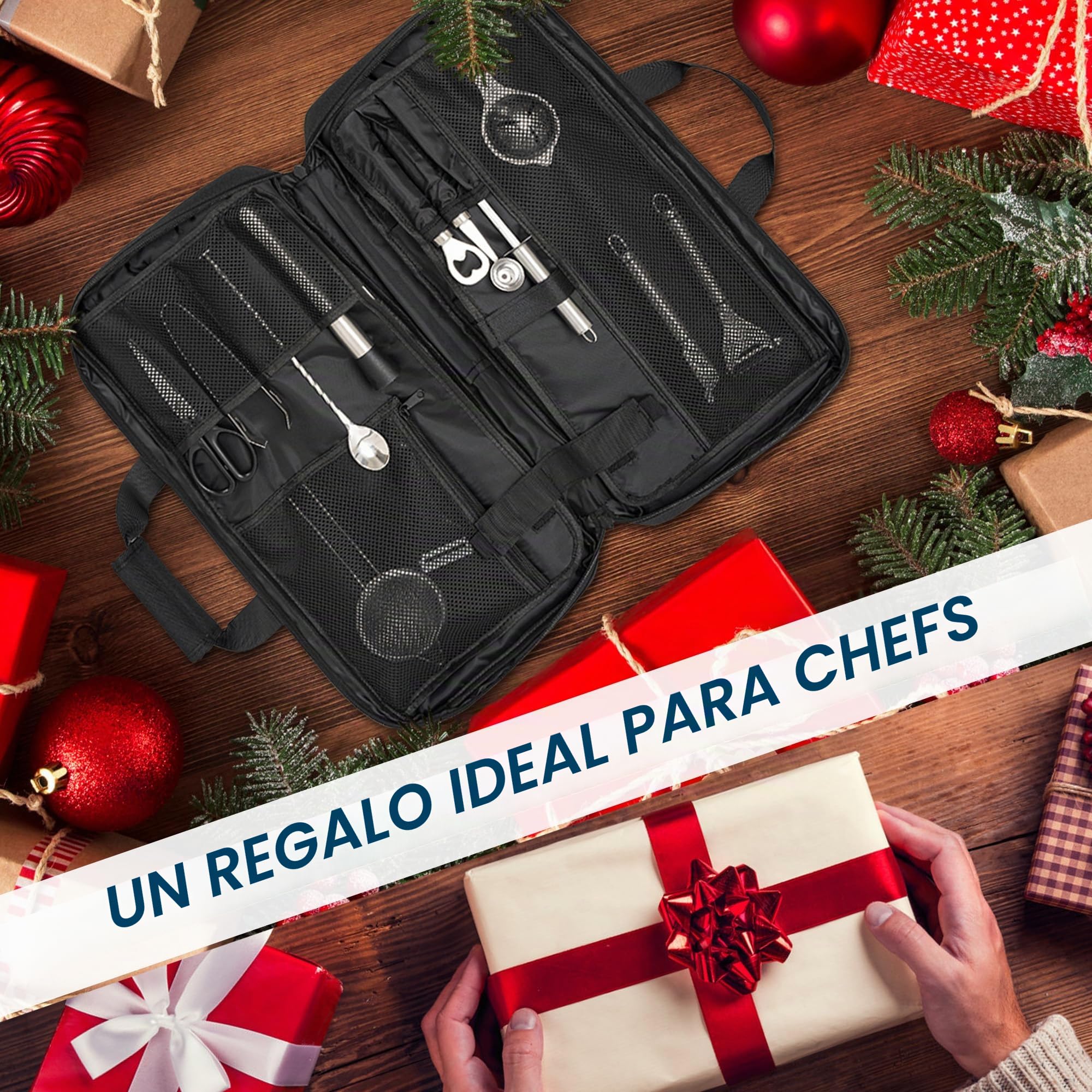 OUUTMEE - Bolsa de cuchillos de chef profesional con 17 ranuras para cuchillos y utensilios de cocina, color negro, Negro , 53 x 6 x 25 CM, Bolsa de viaje