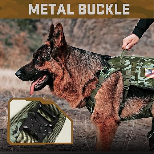 Miniatura 4 de Forestpaw Arnés para perro de tamaño mediano, arnés táctico para perro con asa, chaleco de servicio militar sin tirones con bolsillos ajustables