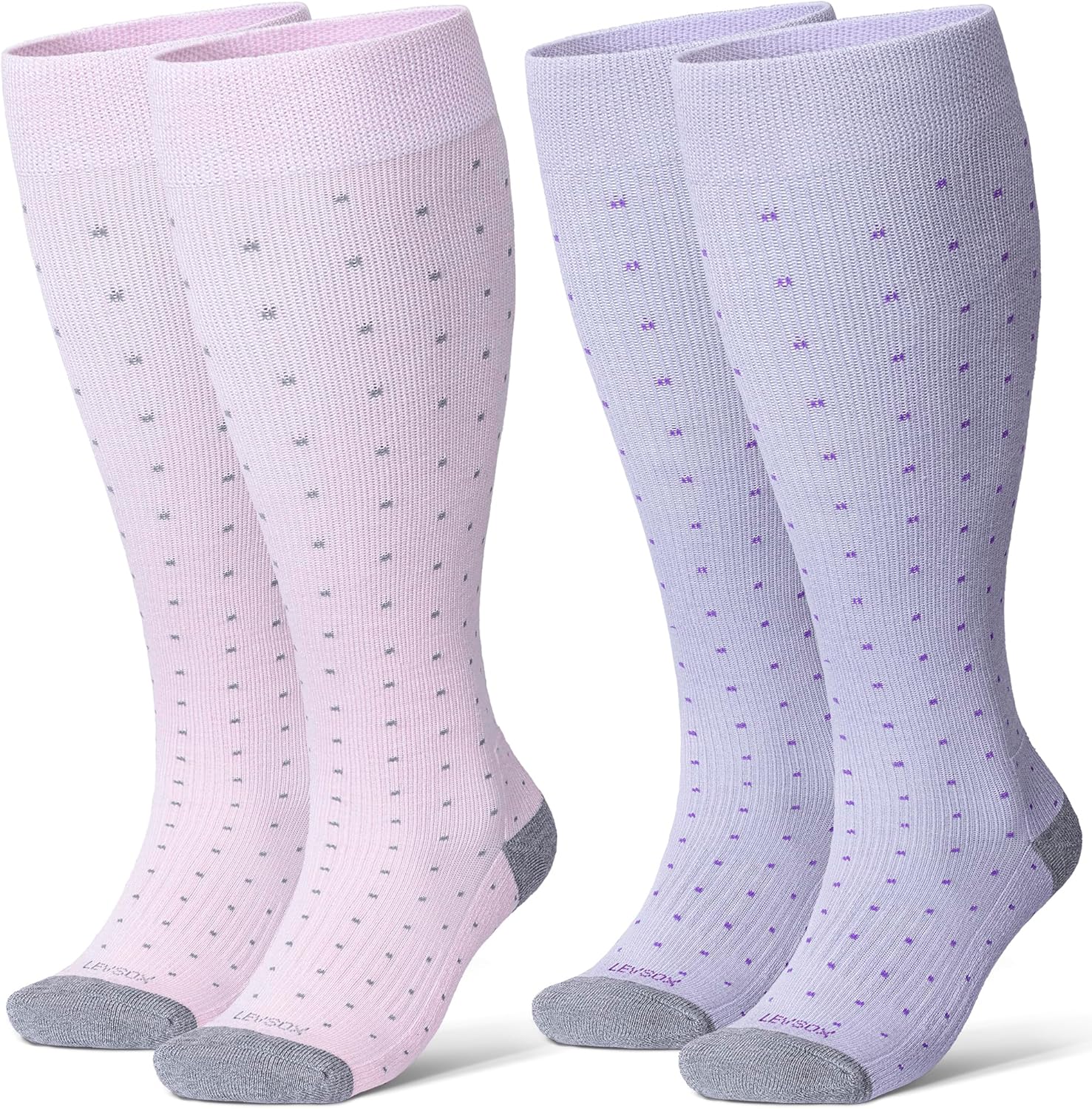 LEVSOX Wide Calf Cushioned Compression Socks for Men & Women, Made with Viscose from Bamboo 15-20 mmHg, Knee High Support Stockings for Circulation