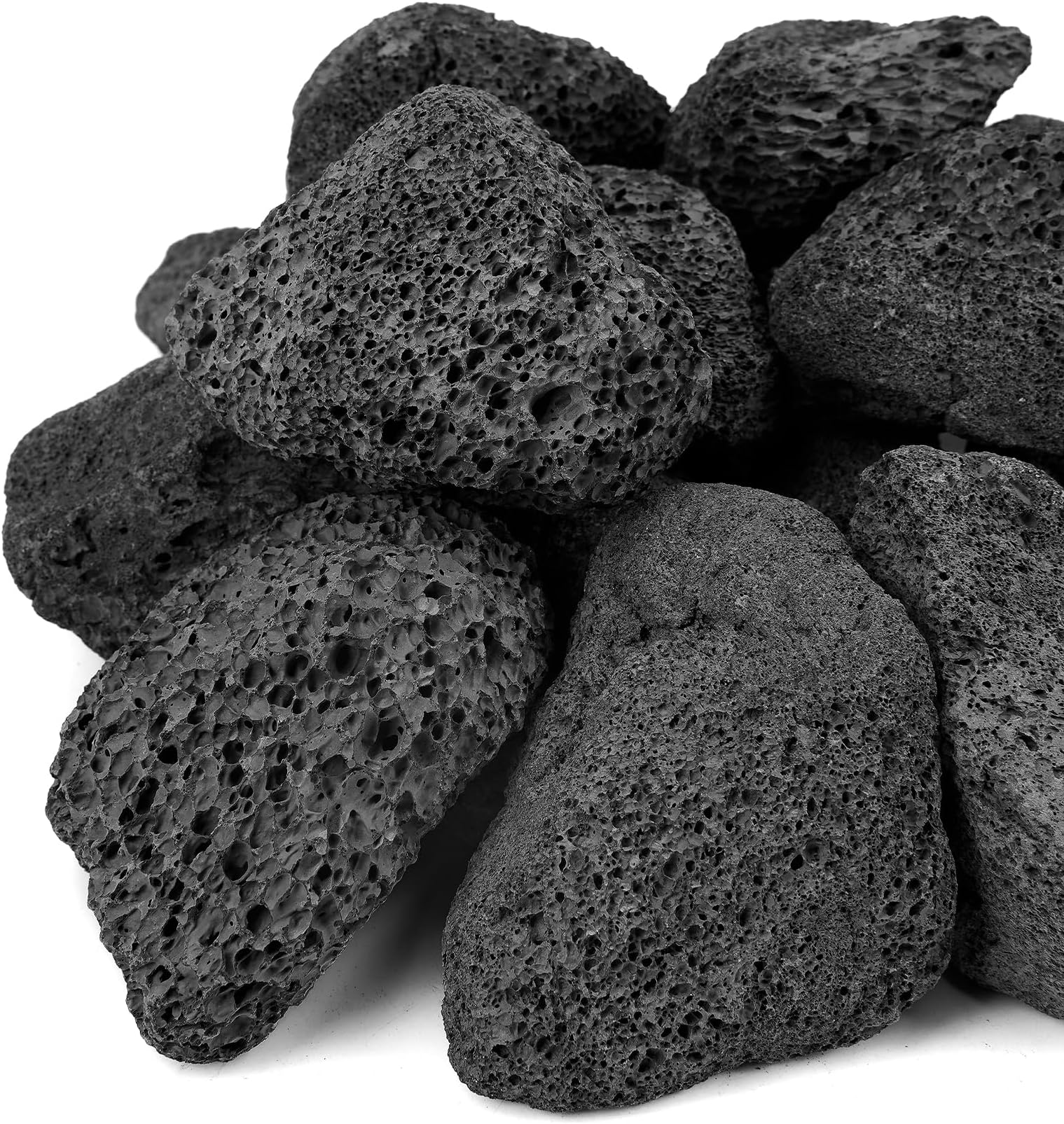 Mr. Fireglass Lava Rock Granules, 2.75"-5" Large Volcanic Lava Rock for for Fire Pits, Fire Bowls, Fire Table and Gas Log Sets, Decorative Landscaping, Indoor & Outdoor Fireplaces - 10 Pounds, Black
