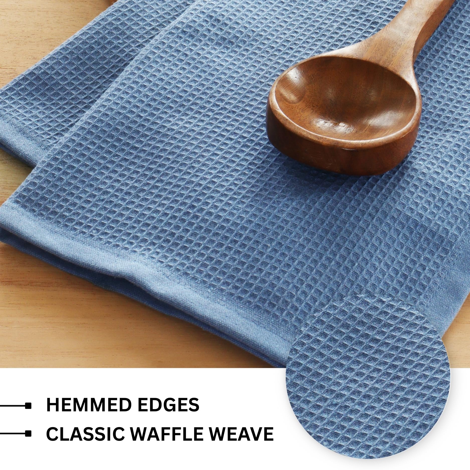 PurpleEssences Paños de cocina lisos de tejido gofre, 100 % algodón, ultrasuaves, absorbentes, de secado rápido (gris ahumado, 15 x 25 pulgadas, paquete de 4)