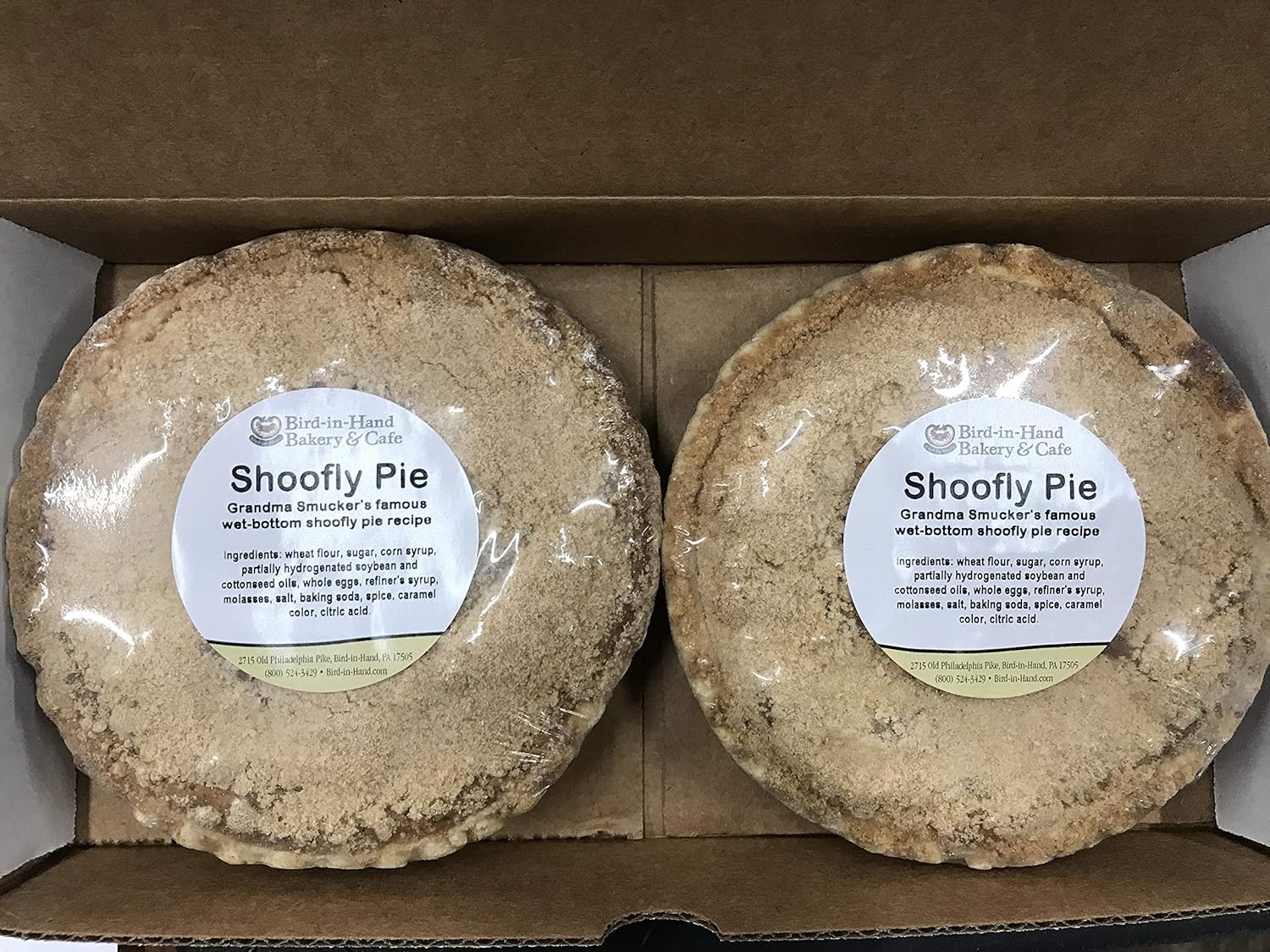 Bird-in-Hand Smucker Bakery Homemade, Wet-Bottom 6" Shoofly Pie (Pack of 2)