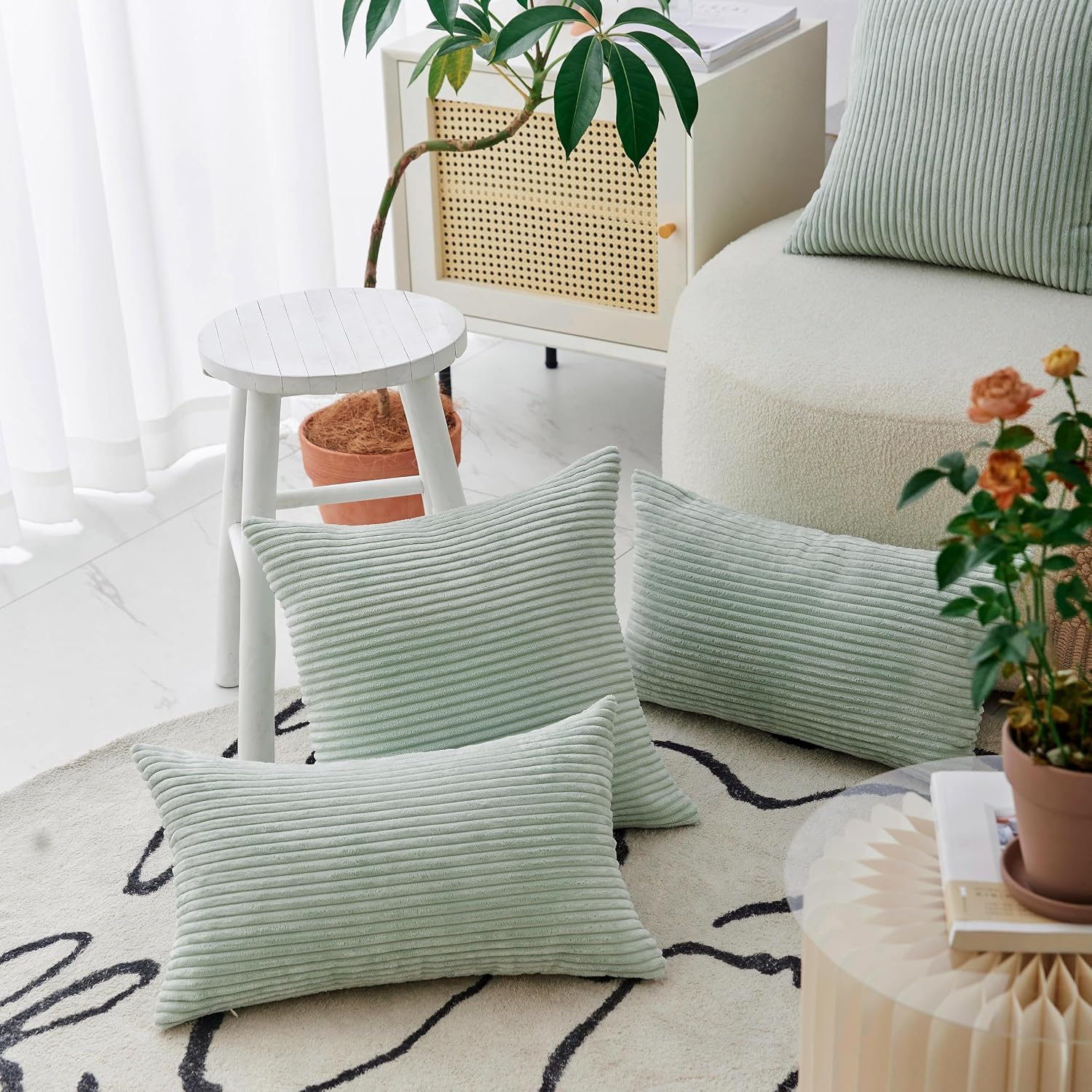 Home Brilliant Green Summer Pillow Cover 18x18 Decorative Throw Pillow for Couch Bedroom Decor Mint Green Throw Pillow Cover Sofa Bench Holiday, 18 inches, 45cm, Mint image 2