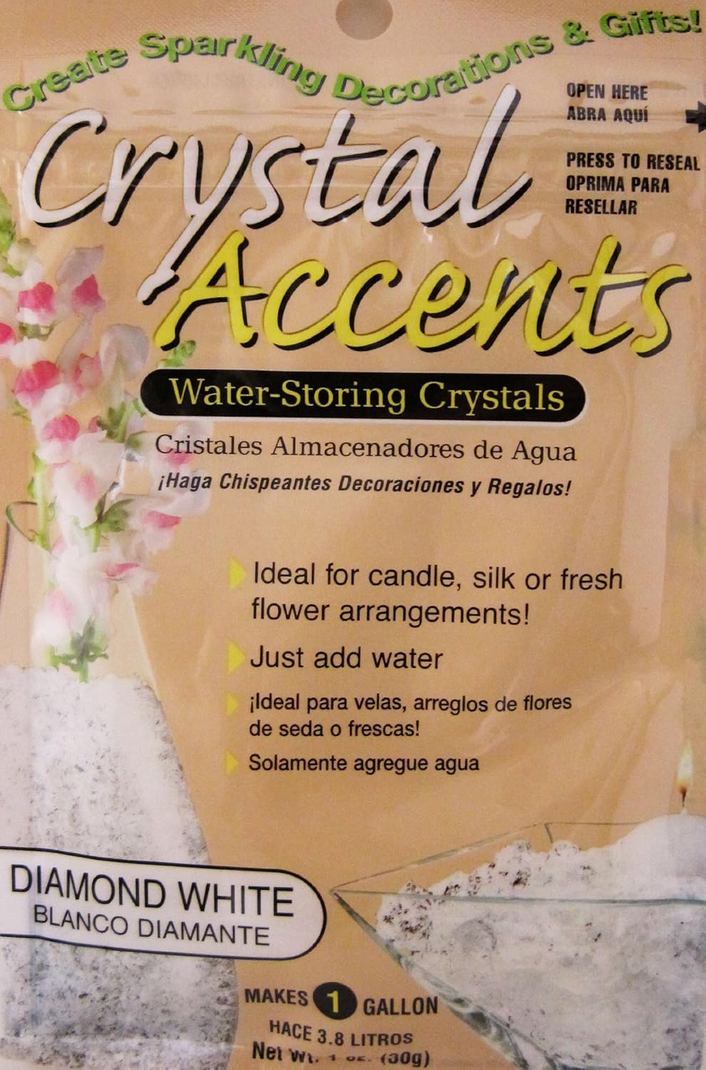1oz (30g) DIAMOND WHITE Crystal Accents brand waterstoring