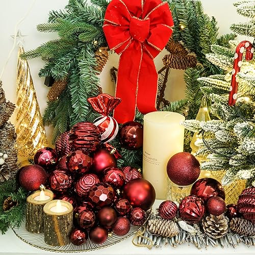 Miniatura 110 de XmasExp Juego de 24 mini esferas de Navidad inastillables para bolas de árbol de Navidad de 1.181 in/1.18 pulgadas (oro rosa)