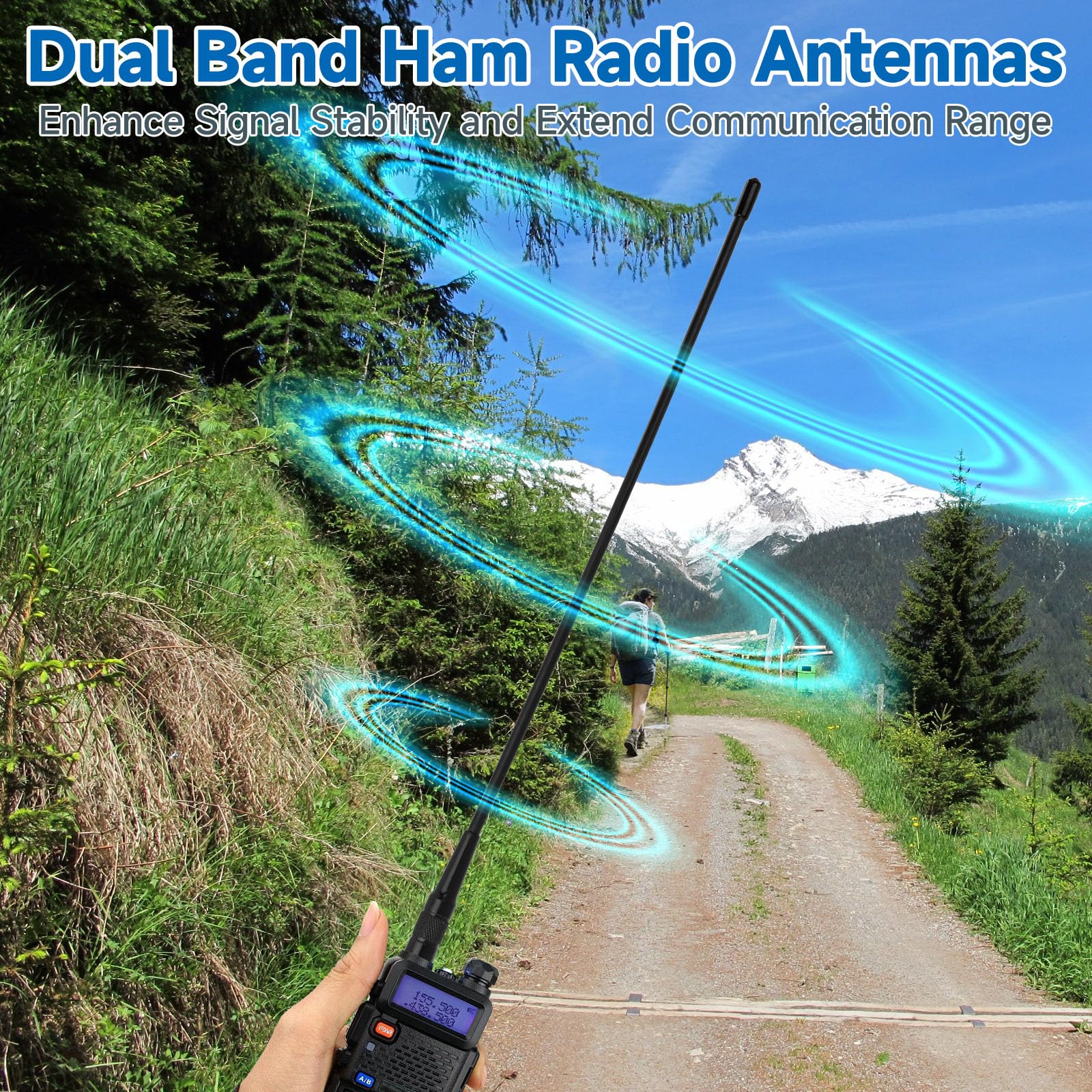 Eightwood Antenne Talkie-walkie Double Bande - Antenne Radio Portable - Antenne Radio SMA Two Way - pour Ham Radio Baofeng UV-82 UV-5R RT5R RA79 Quansheng Kenwood