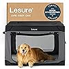 Lesure Shown on TODAY Show Soft Collapsible Dog Crate - 42 Inch Portable Travel Crate for Extra Large Dogs Indoor & Outdoor, 4-Door Foldable Pet Kennel with Mesh Windows, Black