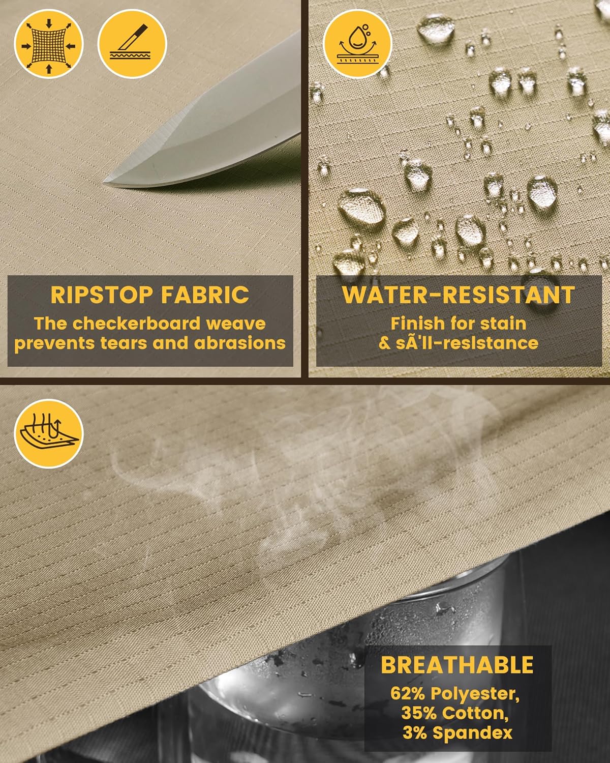 Men's Stretch Tactical Work Pants with Removable Knee Pads, Water-Resistant Ripstop Cargo Pants for Outdoor & Hiking - Image 6