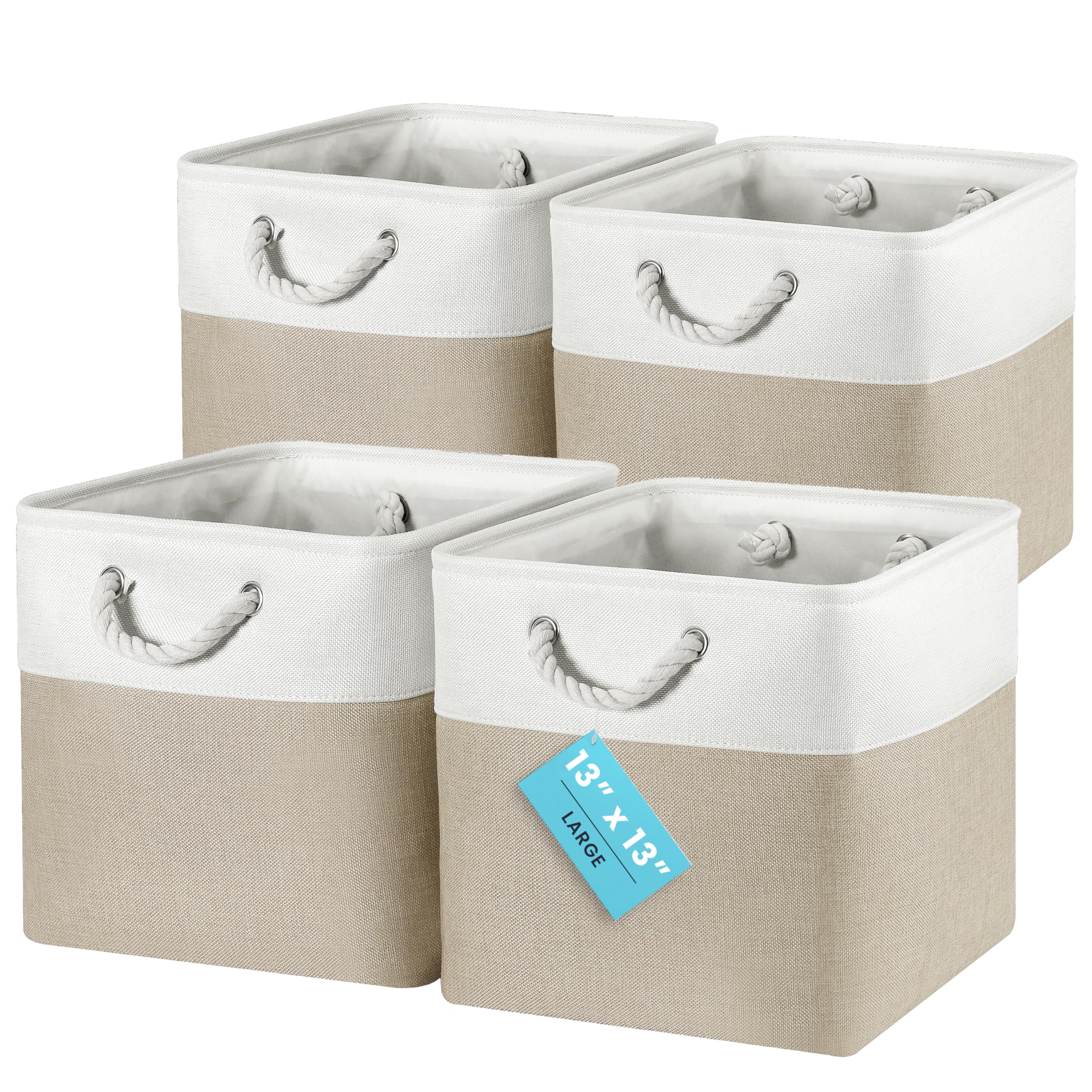Amazon.com - OrganiHaus 13x13 Cube Storage Bins 4 Pack, Foldable