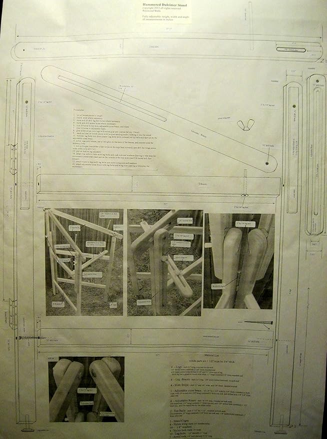 Hammered Dulcimer STAND PLANS to make your own adjustable stand FULL