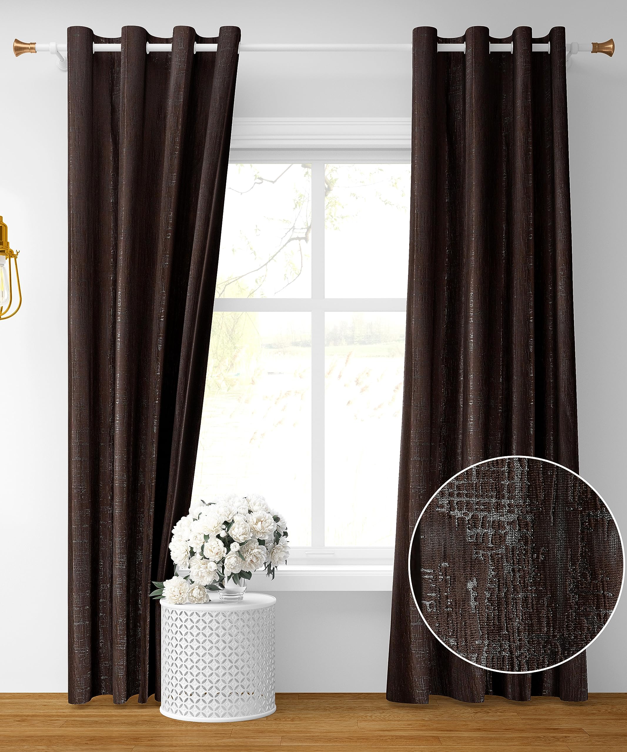 MANMNABHAV Textured Room Darkening Polyester Plain Curtains, 7 Feet, Coffee Color, Pack of 2 (B0CK63SDD1) Amazon Price History, Amazon Price Tracker