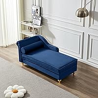 Vista 10 de Chaise Lounge para interiores, sofá de salón tapizado de terciopelo con espacio de almacenamiento oculto, sofá cama con marco de madera maciza