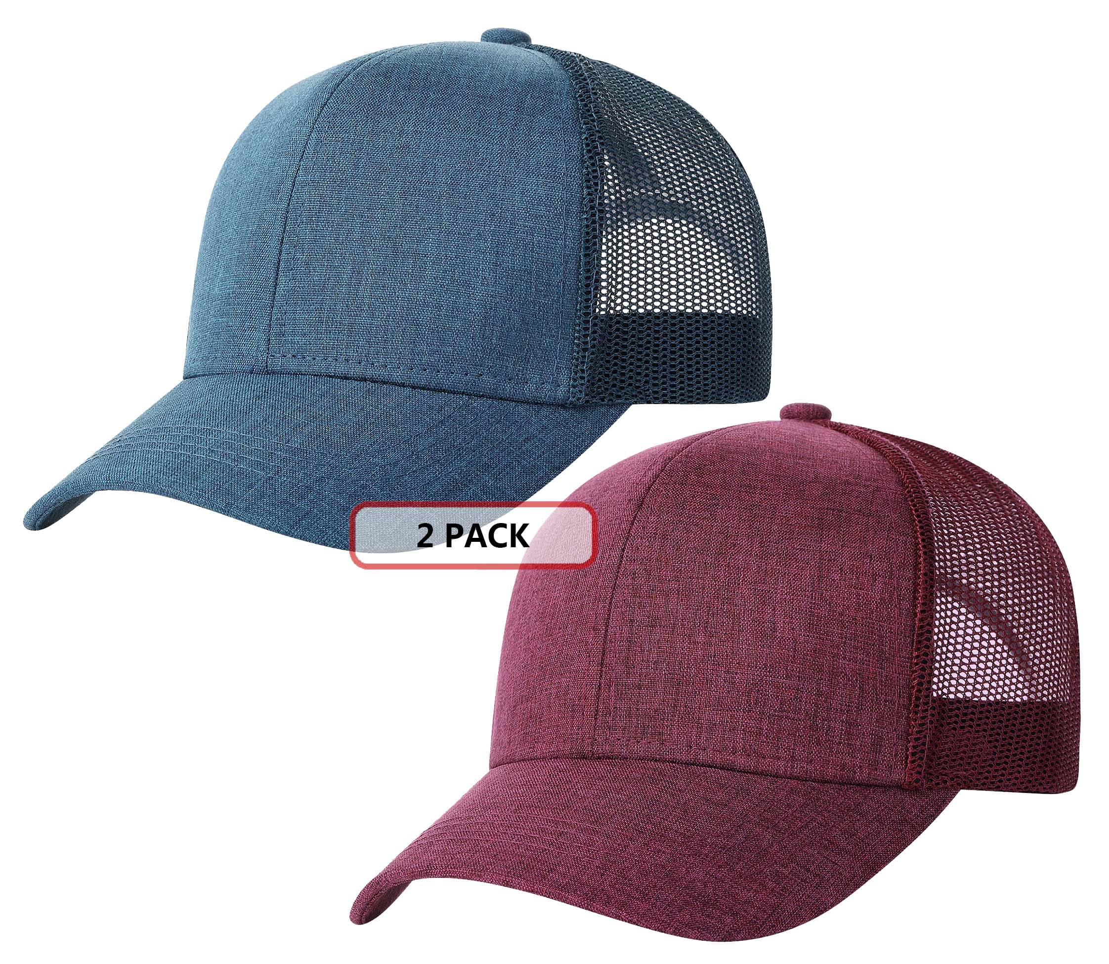 TSSGBL 2 Pack Snapback Trucker Baseball Hats Mesh Back Adjustable Blank Ball Caps for Men Women
