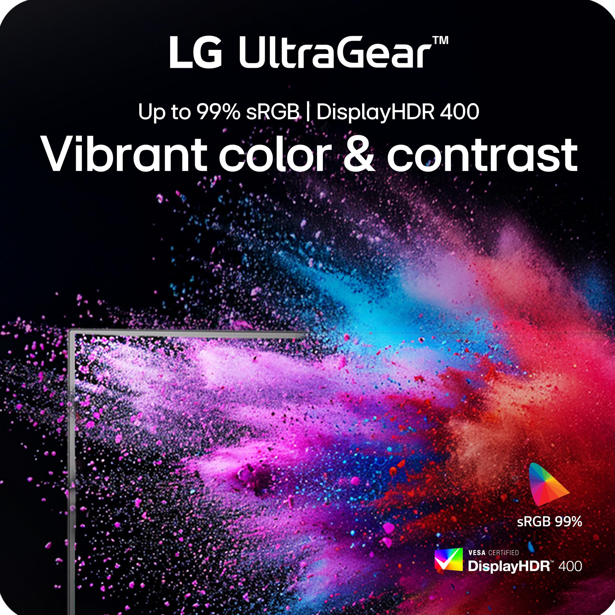 LG 27G610A-B Ultragear QHD Monitor IPS para Juegos de 27 Pulgadas (2560 x 1440), 200Hz, 1 ms, AMD FreeSync Premium, VESA DisplayHDR 400, HDMI, DisplayPort, inclinación/Altura/Giratorio/Soporte