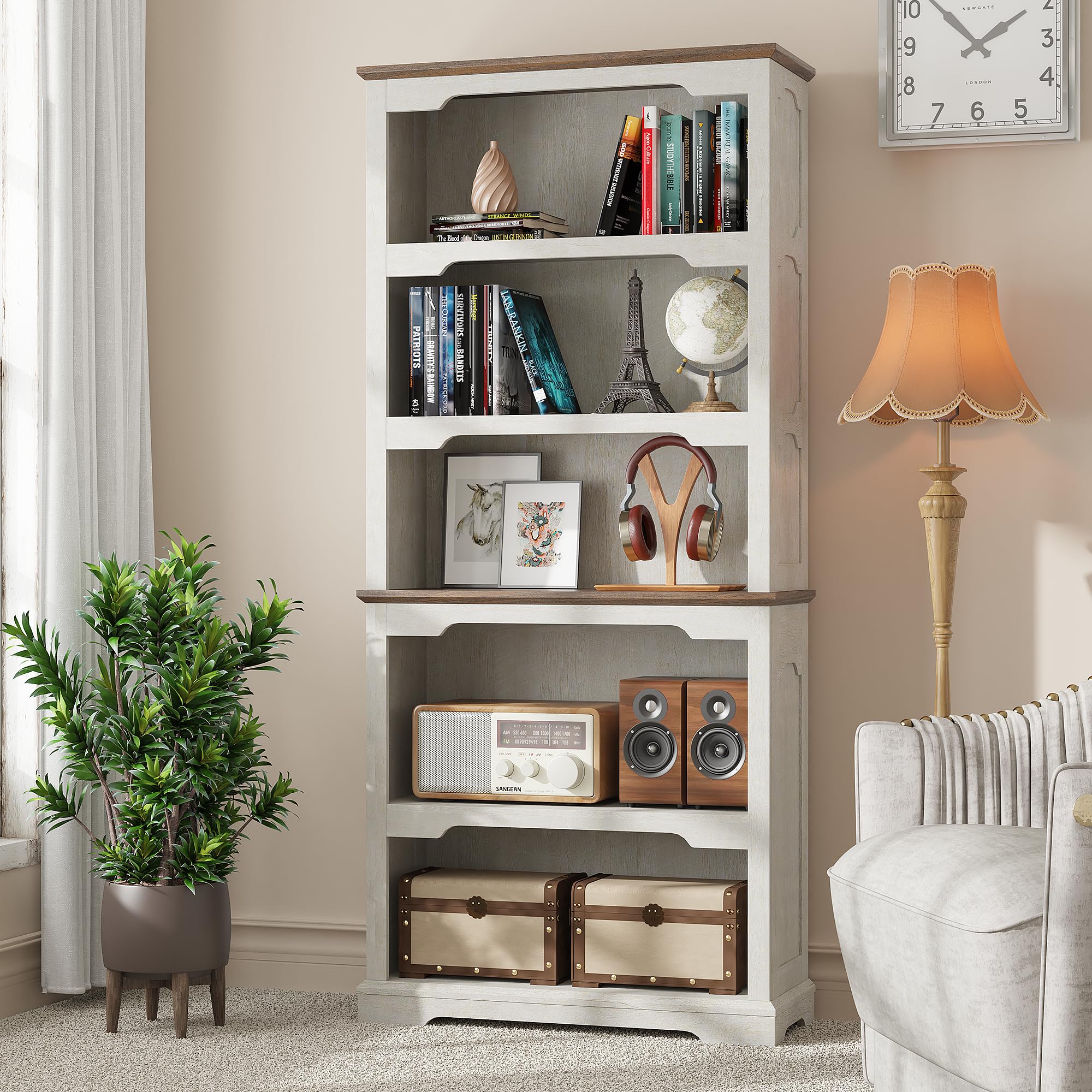 TRONLEE Tall Bookcase, 70 inch Height, 5-Tier Open Storage Shelf, 31.5 in Wide Standing Bookshelves for Home, Office, Bedroom, School, Library, 31.5W