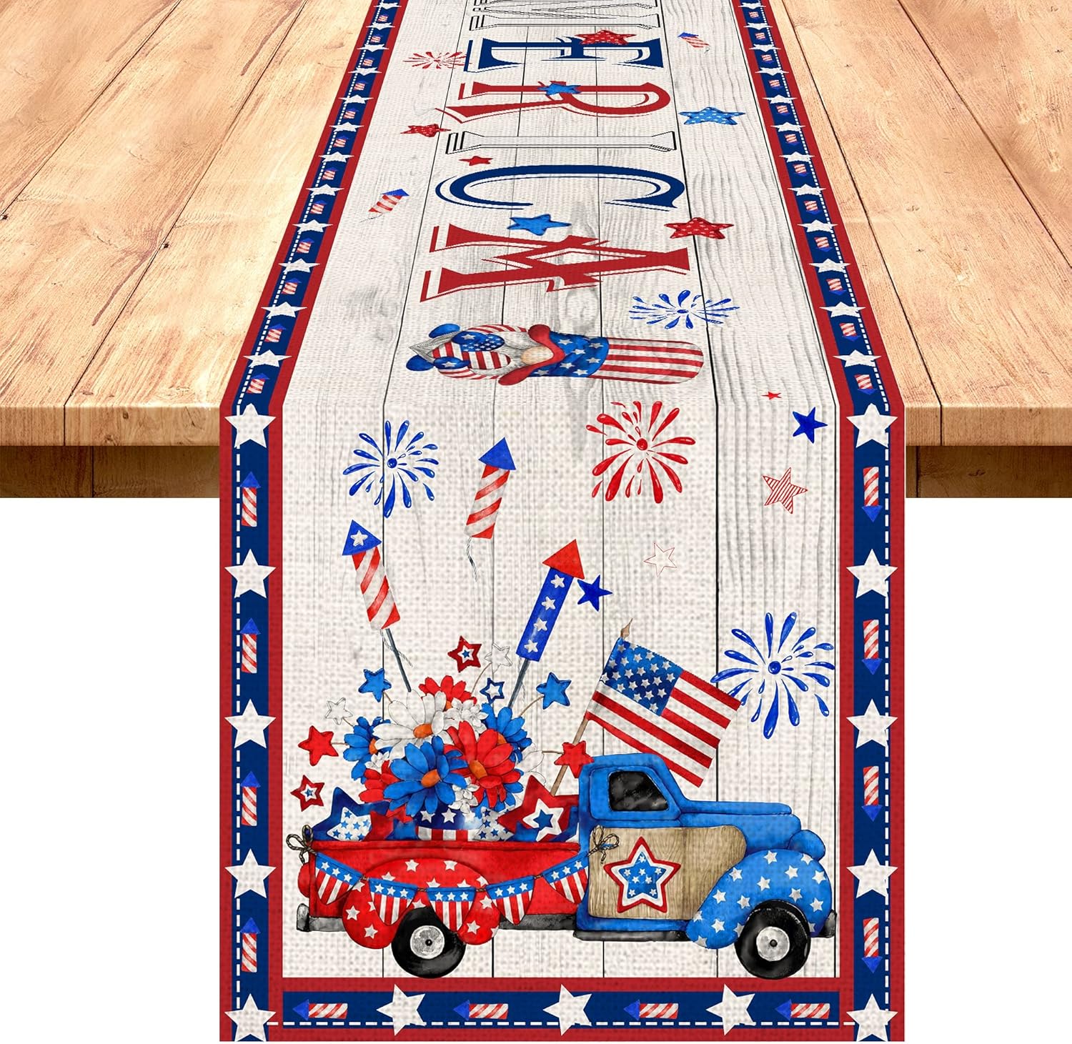 Hexagram 4th of July Table Runner, Decorative July 4th