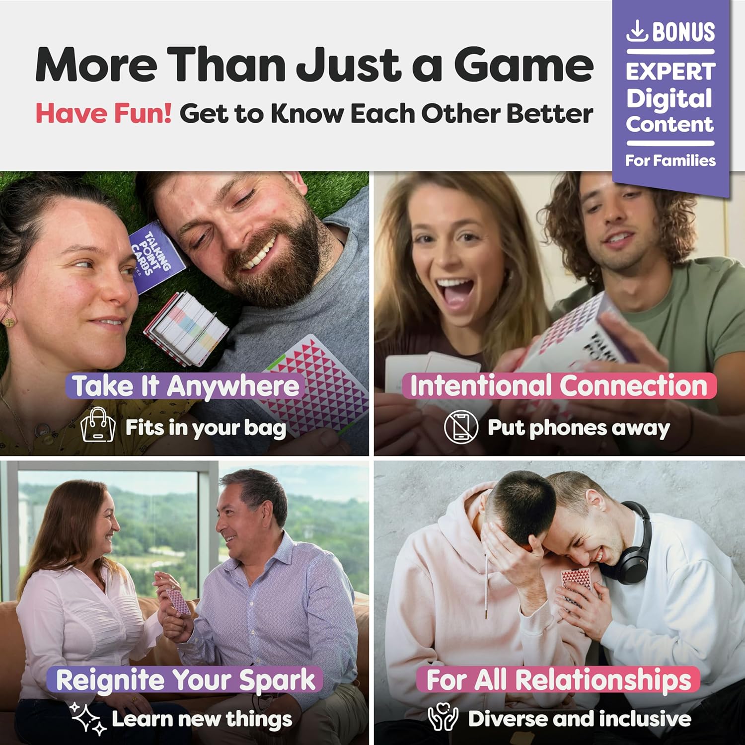 TALKING POINT CARDS Deepen Your Connection with 200 Fun & Engaging Conversation Cards for Couples - Build Intimacy, Strengthen Your Bond & Reignite Romance – Perfect Adult Card Game for Date Nights