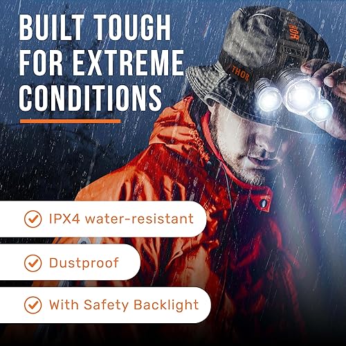 Miniatura 7 de TDC Faro recargable USB-C, 1080 lúmenes, lámparas de cabeza superbrillantes LED recargables, luces de cabeza impermeables para frente, linterna de