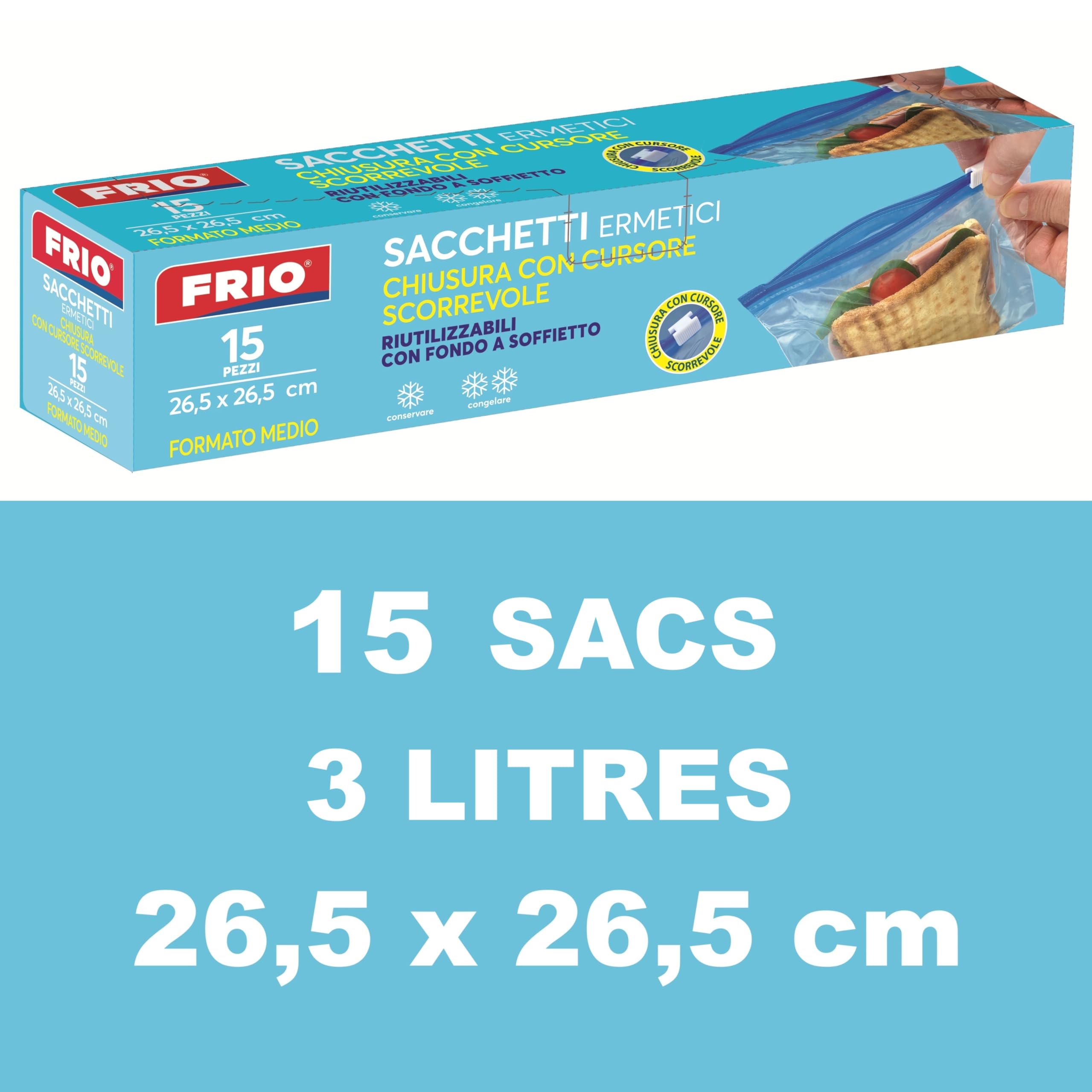 Image secondaire de Sacs de Congélation FRIO avec Curseur - 15 Sachets Réutilisables 3L