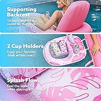 Vista 5 de SLOOSH Pool Floats Lounger Adult, Fabric Pool Floaties Lounge Convertible 2-in-1 Floating Water Floaty with Cup Holders Adjustable Backrest Recliner