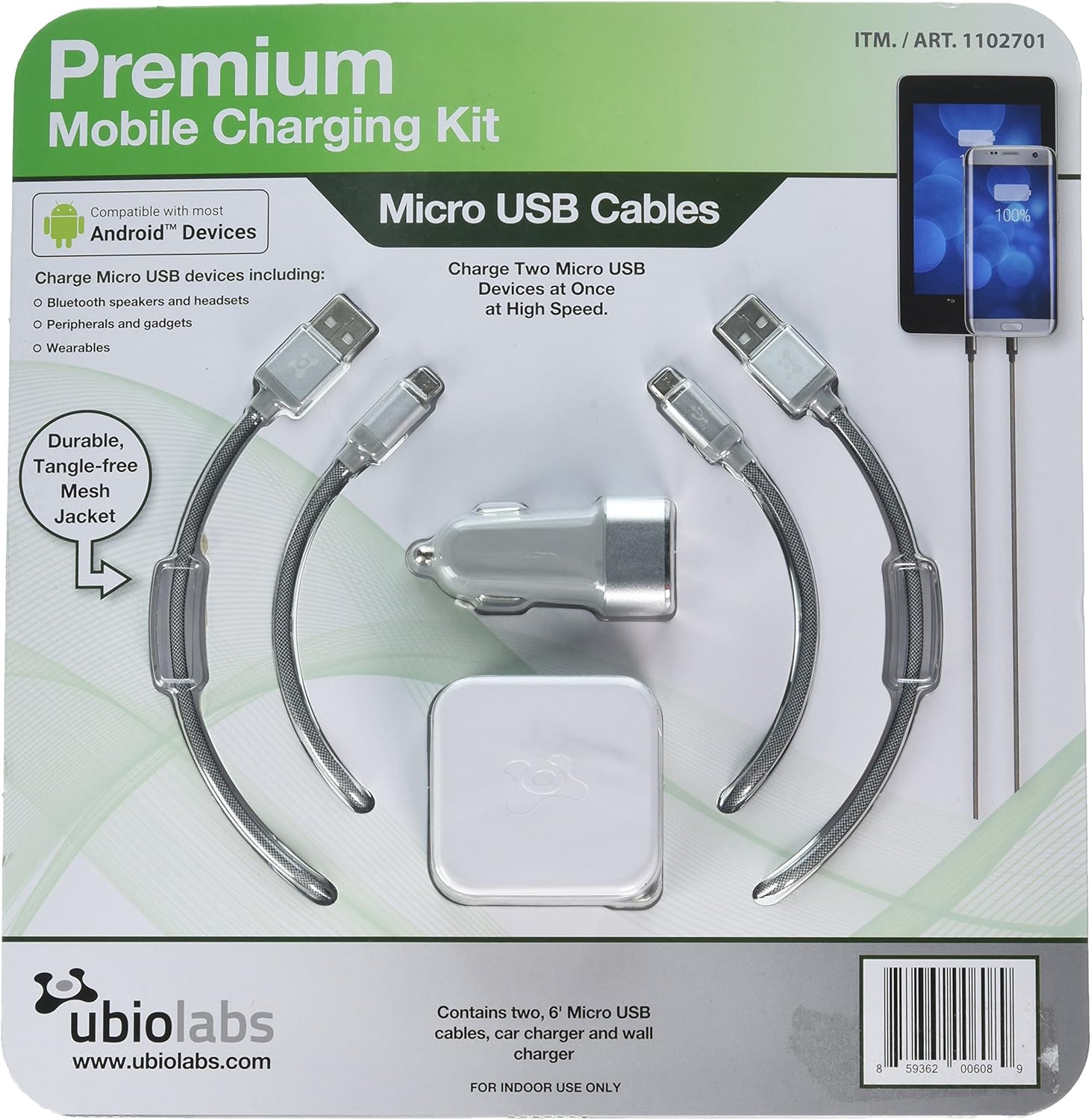 Ubio Labs 2-Pack 6ft Tangle-Free Micro USB Cable Kit Colombia Ubuy