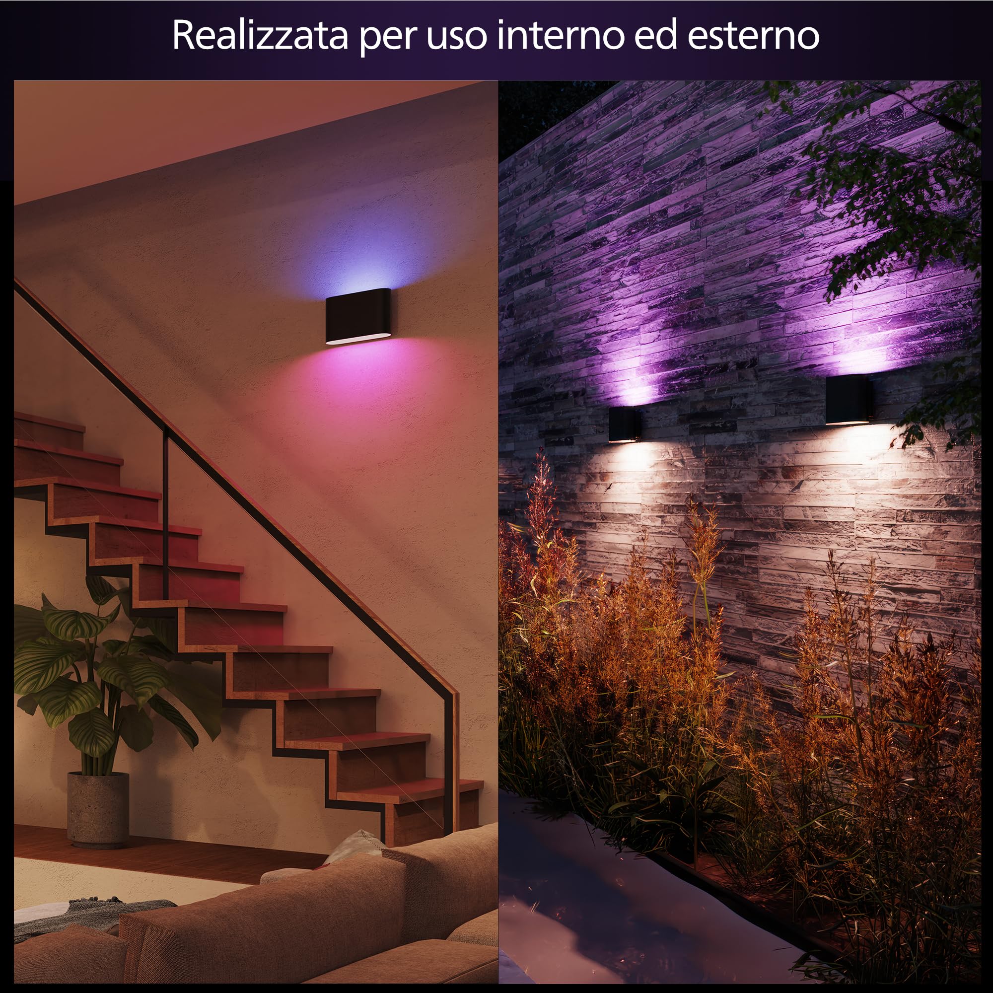 Philips Hue Dymera White and Color Ambiance, Lampada Smart da Parete, Lampada da Parete Design con Controllo Vocale con Alexa, Apple Home e Google Assistant Nero