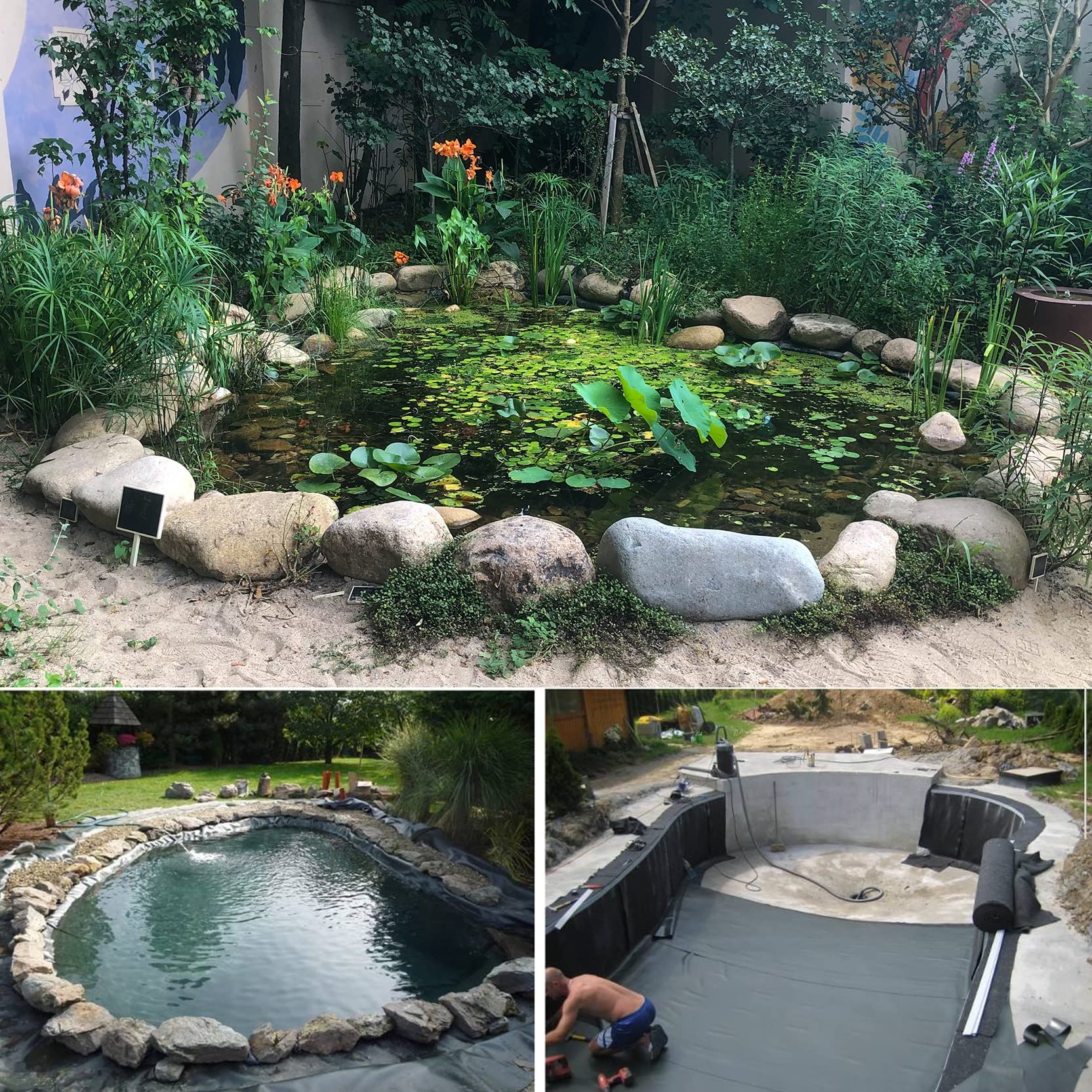 Flexible Teichfolie - wasserdichte Gartenteichfolie UV- & witterungsbeständig fisch- & pflanzenfreundlich ideal für den kleinen Teichbau Schutzabdeckung