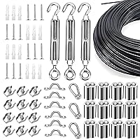 Vista 18 de Kit de suspensión de luces de globo, cable guía de luz para exteriores, cable de acero inoxidable recubierto de vinilo, incluye PVC transparente