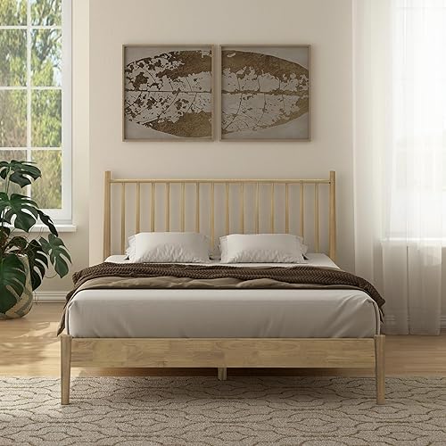 Miniatura 15 de NTC Inno - Bastidor de cama de madera con cabecero, base de roble sólido y goma con listones silenciosos y soportes centrales de madera, capacidad