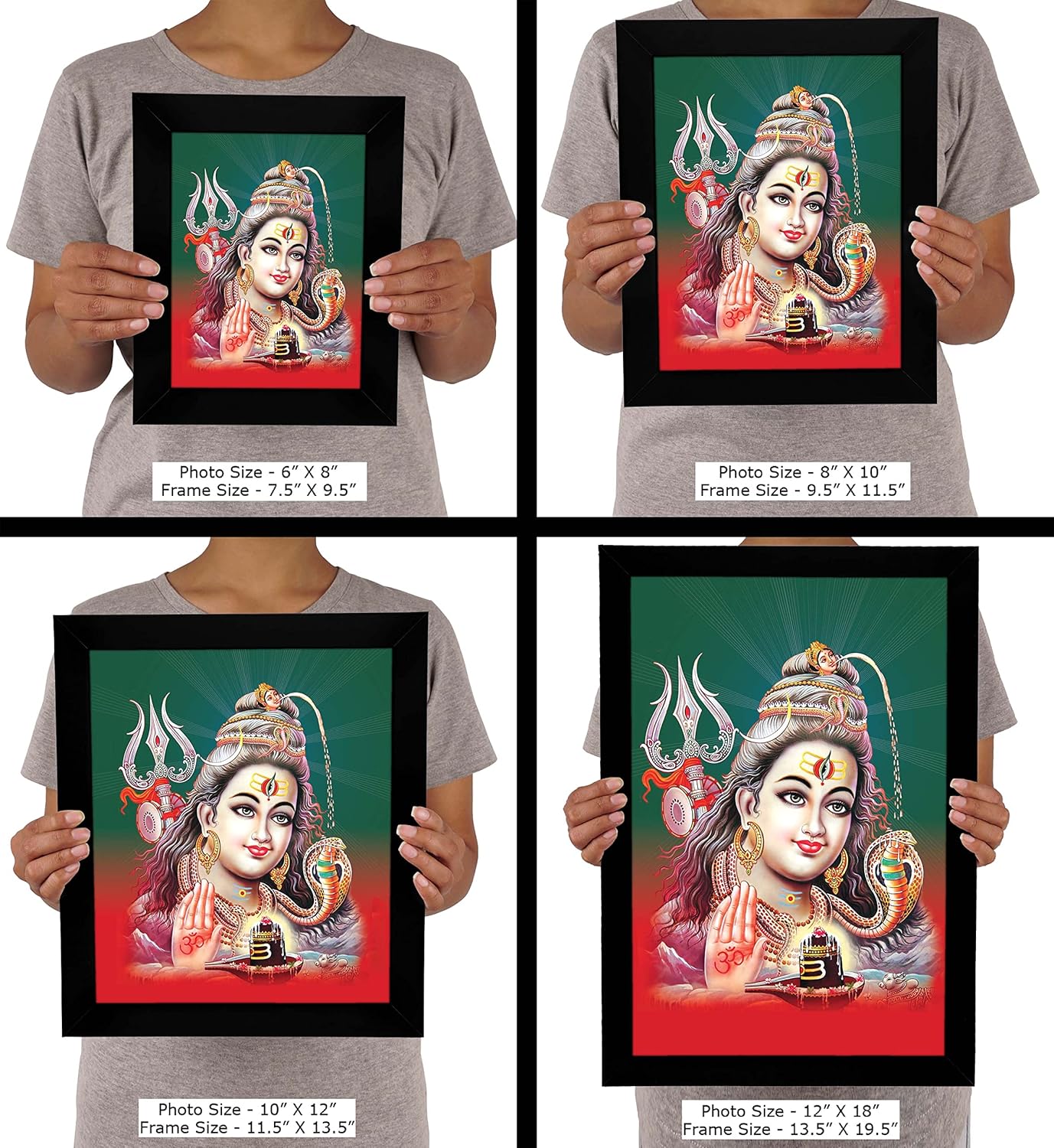 Lord Shiva Giving Blessings Poster With Frame Religious Poster Black Wall Frame Auspicious Hindu God Photo Frame For Gift Purpose
