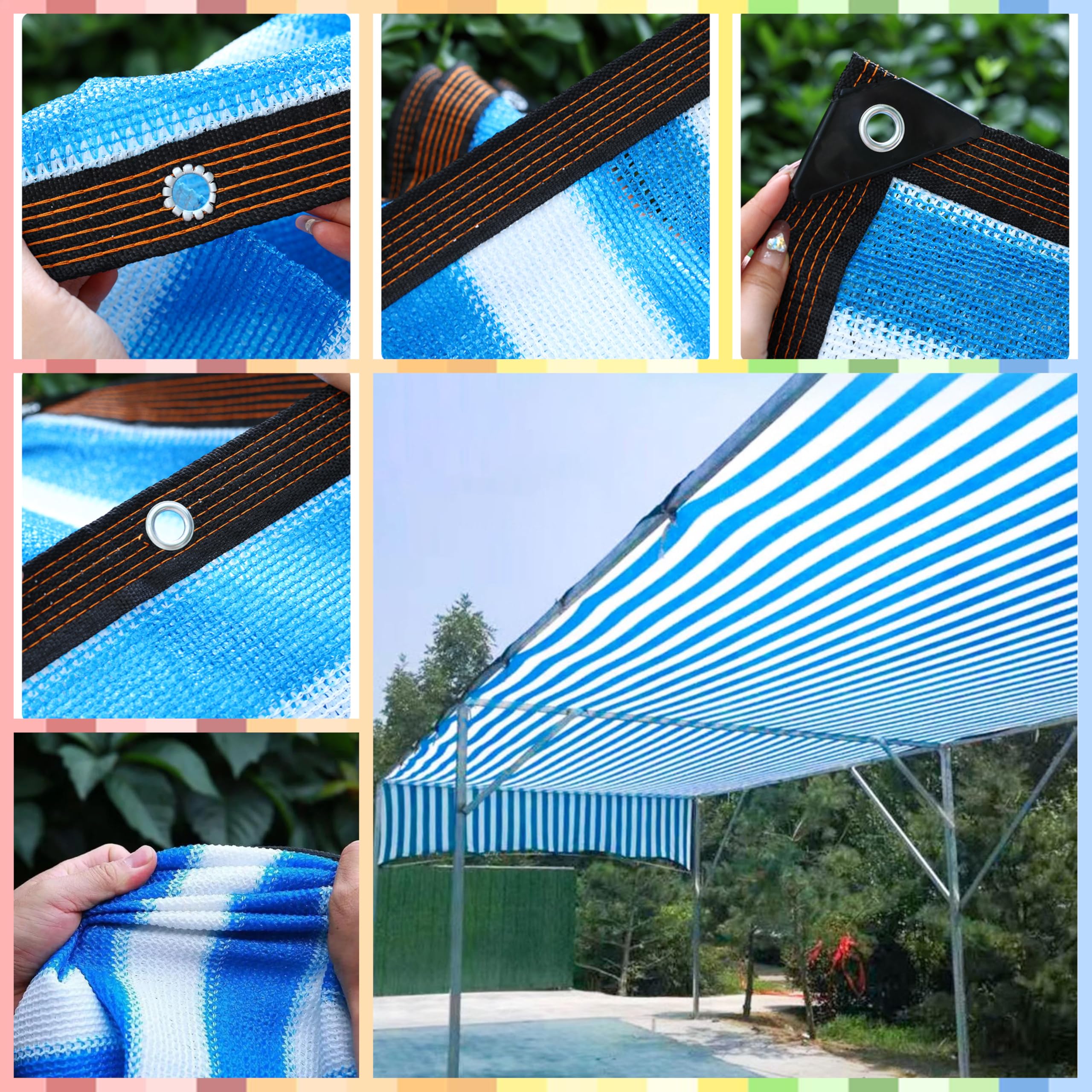 Malla de sombra resistente a los rayos UV con ojales, 1 x 9 m, malla para invernadero, patio y terraza, protección solar para espacios al aire libre