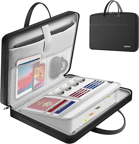 Bolsa para laptop de 15.6 pulgadas con 13 bolsillos, organizador de archivos de acordeón, duradera y repelente al agua, bolsa de computadora disponible en Yaxa Costa Rica