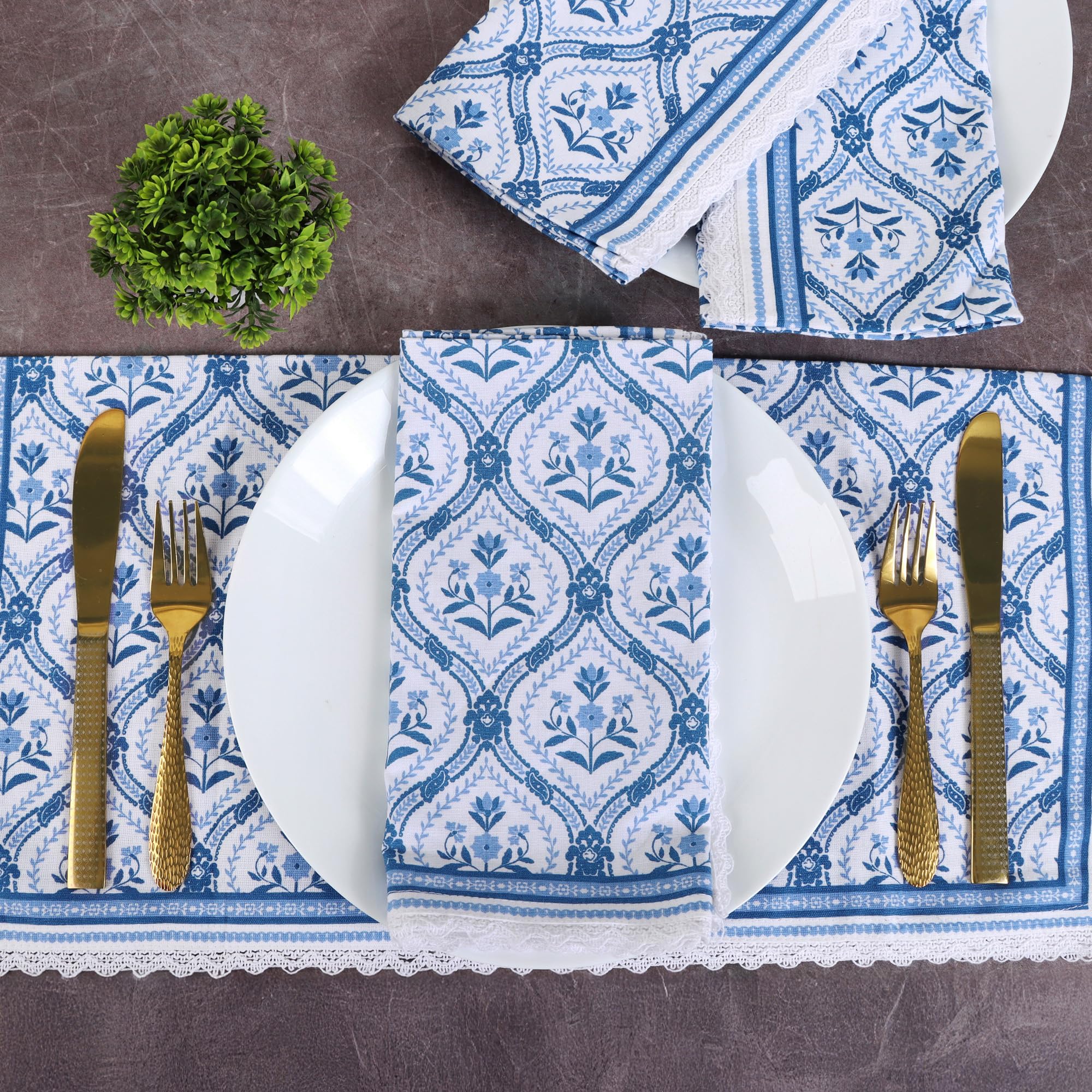 Fingercraft Serviettes De Table En Coton Mélangé Avec Imprimé